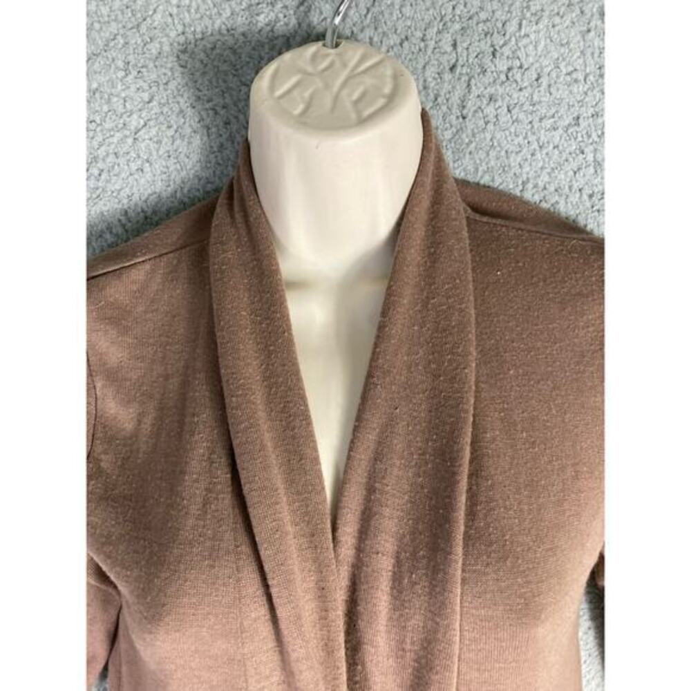 Women's Long Sleeve Beige Coatigan Draped Front Cardigan Small Boho Cozy Knit - Picture 5 of 9